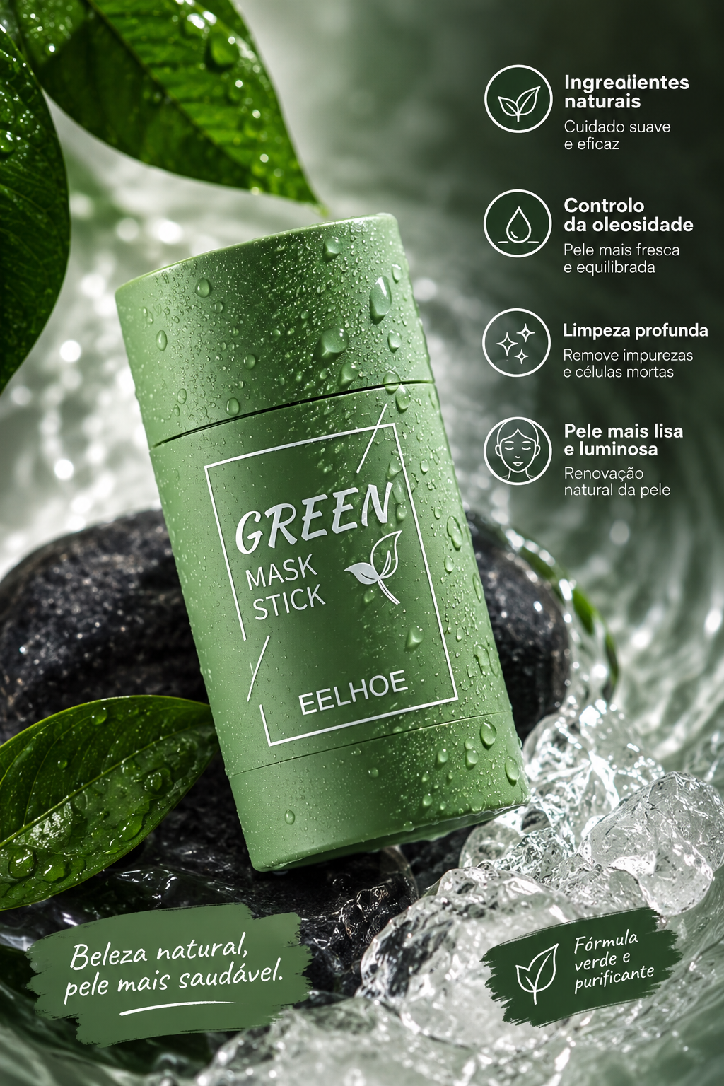 Máscara Facial Sólida de Chá Verde